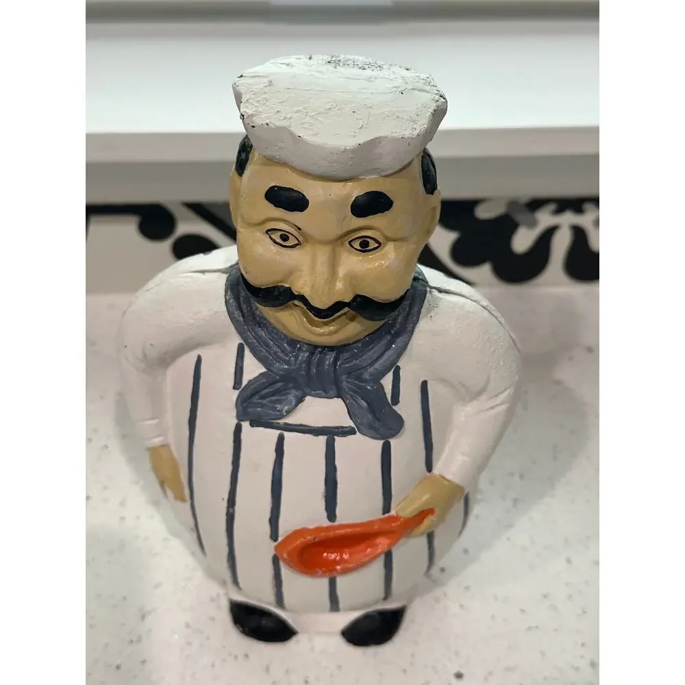 Vintage Cast Iron Italian Chef Coin Piggy Bank 9.5” - Picture 2 of 4